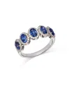 Bloomingdale's Blue Sapphire & Diamond Multi-halo Ring In 14k White Gold - Exclusive In Blue/white