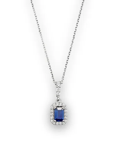 Bloomingdale's Blue Sapphire And Diamond Pendant Necklace In 14k White Gold, 16 - Exclusive In White/blue