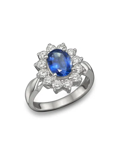 Bloomingdale's Blue Sapphire And Diamond Statement Ring In 14k White Gold - Exclusive
