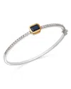 Bloomingdale's Blue Sapphire & Diamond Station Bangle Bracelet In 14k Yellow & White Gold In Blue Sapphire/white