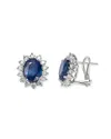 Bloomingdale's Blue Sapphire & Diamond Stud Earrings In 14k White Gold - Exclusive In Blue/white