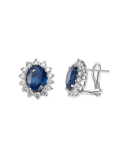 Bloomingdale's Blue Sapphire & Diamond Stud Earrings In 14k White Gold - Exclusive In Blue/white