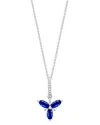 Bloomingdale's Blue Sapphire & Diamond Trio Pendant Necklace In 14k White Gold, 18 - Exclusive In Blue/white