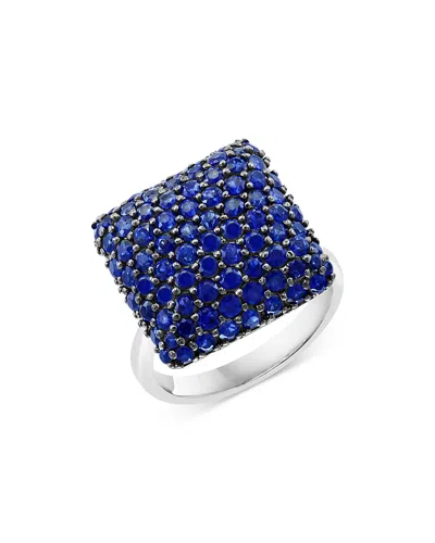 Bloomingdale's Blue Sapphire Pave Statement Ring In 14k White Gold - Exclusive In Blue/white