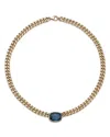 Bloomingdale's Blue Topaz & Diamond Bold Chain Link Statement Necklace In 14k Yellow Gold, 17 - Exclusive In Blue/gold