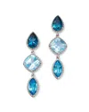 Bloomingdale's Blue Topaz & Diamond Halo Triple Drop Earrings In 14k White Gold In Blue/white