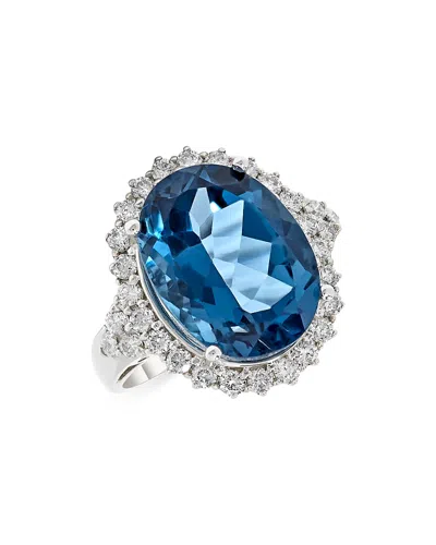 Bloomingdale's Blue Topaz & Diamond Statement Ring In 14k White Gold - Exclusive In Blue/white