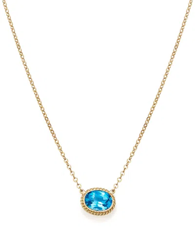Bloomingdale's Blue Topaz Bezel Pendant Necklace In 14k Yellow Gold, 18 - Exclusive