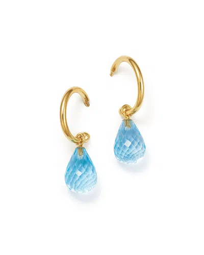 Bloomingdale's Blue Topaz Briolette Hoop Drop Earrings In 14k Yellow Gold - Exclusive In Blue/gold