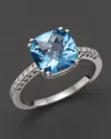 Bloomingdale's Blue Topaz Cushion Ring With Diamonds In 14k White Gold - Exclusive In Blue