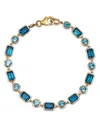 Bloomingdale's Blue Topaz Link Bracelet In 14k Yellow Gold In Blue/gold