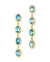 Bloomingdale's Blue Topaz Oval Bezel Set Drop Earrings In 14k Yellow Gold - Exclusive In Blue/gold