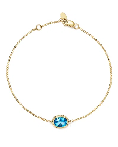 Bloomingdale's Blue Topaz Oval Bracelet In 14k Yellow Gold - Exclusive In Blue Topaz/gold