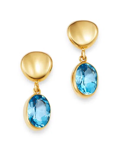 Bloomingdale's Blue Topaz Oval Drop Earrings In 14k Yellow Gold - Exclusive In Blue/gold