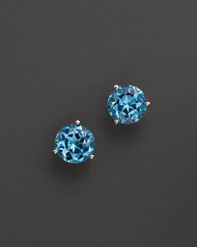 Bloomingdale's Blue Topaz Round Earrings In 14k White Gold - Exclusive