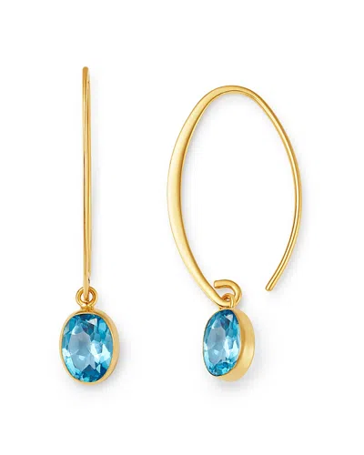 Bloomingdale's Blue Topaz Threader Earrings In 14k Yellow Gold - Exclusive In Blue/gold
