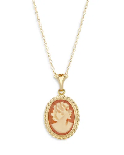 Bloomingdale's Cameo Pendant Necklace In 14k Yellow Gold, 18 - Exclusive In Orange