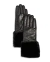 Bloomingdale's Cashmere Lined Cuffed Leather Tech Gloves - Exclusive In Black