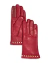 Bloomingdale's Cashmere Lined Studded Leather Tech Gloves - Exclusive In Burgundy