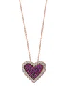 Bloomingdale's Certified Ruby & Diamond Heart Pendant Necklace In 14k Rose Gold, 18 - Exclusive In Red/rose Gold