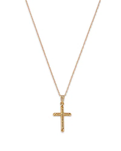 Bloomingdale's Kids' Children's Swirl Cross Pendant Necklace In 14k Yellow Gold, 14