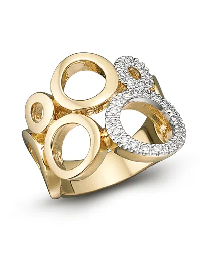 Bloomingdale's Circular 14k Yellow Gold And Diamond Ring, 0.25 Ct. T. W. In White/gold