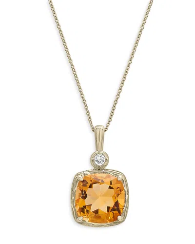 Bloomingdale's Citrine & Diamond Accent Pendant Necklace In 14k Yellow Gold, 18 - Exclusive In Orange/gold