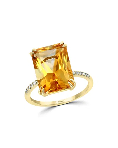 Bloomingdale's Citrine & Diamond Statement Ring In 14k Yellow Gold - Exclusive In Orange/gold