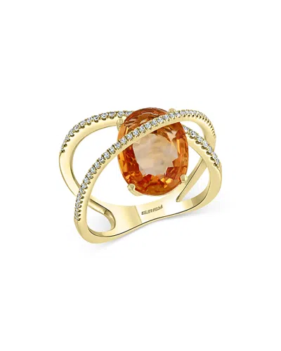 Bloomingdale's Citrine & Diamond Statement Ring In 14k Yellow Gold - Exclusive In Orange/gold