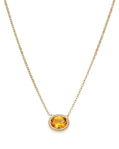 Bloomingdale's Citrine Bezel Pendant Necklace In 14k Yellow Gold, 18 - Exclusive