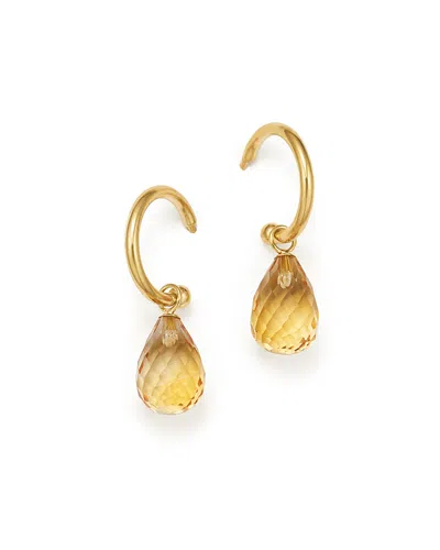 Bloomingdale's Emerald Briolette Hoop Drop Earrings In 14k Yellow Gold - 100% Exclusive In Blue/gold