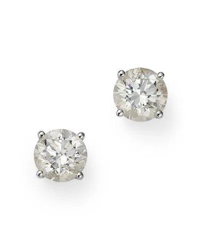 Bloomingdale's Colorless Certified Round Diamond Stud Earring In 18k White Gold, 2.0 Ct. T. W. - Exclusive