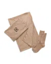 Bloomingdale's Cozy Knit Wrap & Sock Set In Neutral
