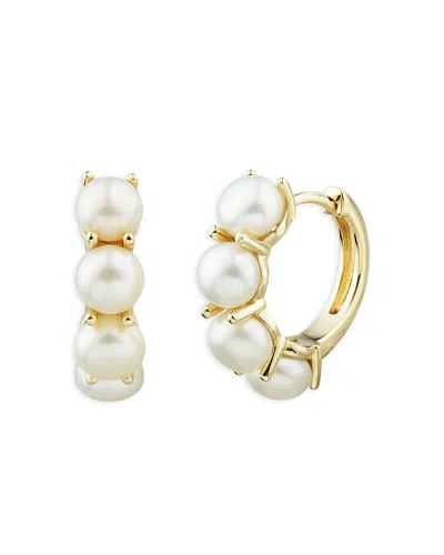 Bloomingdale's Cultured Freshwater Button Pearl Hoop Earrings In 14k Yellow Gold - Exclusive In White/gold
