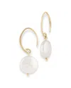 Bloomingdale's Cultured Freshwater Coin Pearl Drop Earrings In 14k Yellow Gold In White/gold
