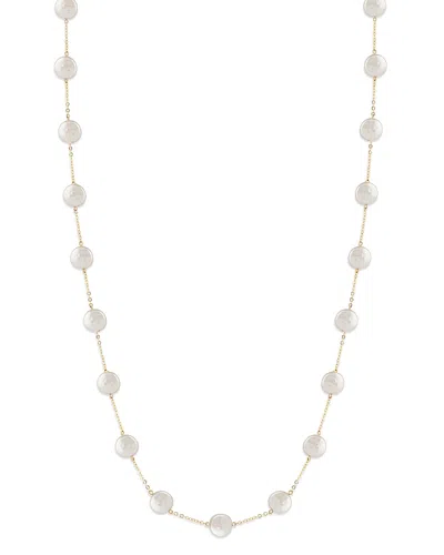 Bloomingdale's Cultured Freshwater Coin Pearl Station Necklace In 14k Yellow Gold, 18 In White/gold