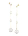 Bloomingdale's Cultured Freshwater Pearl & Baroque Pearl Line Earrings In 14k Yellow Gold - Exclusive In Pearl