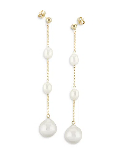 Bloomingdale's Cultured Freshwater Pearl & Baroque Pearl Line Earrings In 14k Yellow Gold - Exclusive