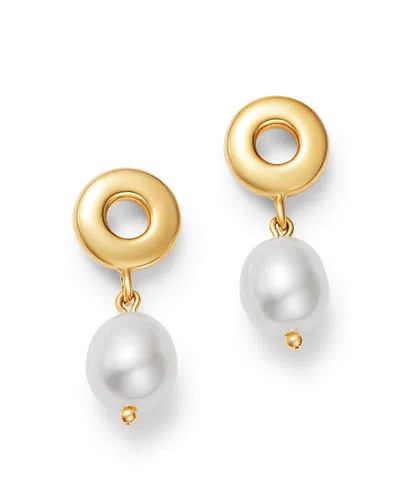 Bloomingdale's Cultured Freshwater Pearl & Circle Drop Earrings In 14k Yellow Gold - Exclusive In White/gold