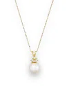 Bloomingdale's Cultured Freshwater Pearl And Diamond Pendant Necklace In 14k Yellow Gold, 18 In White