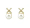 Bloomingdale's Cultured Freshwater Pearl & Diamond Stud Earrings In 14k Yellow Gold - Exclusive In Gold