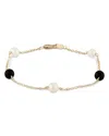 Bloomingdale's Cultured Freshwater Pearl & Onyx Bead Chain Link Bracelet In 14k Yellow Gold - Exclusive In Gold