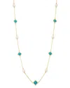 Bloomingdale's Cultured Freshwater Pearl & Turquoise Clover Station Necklace In 14k Yellow Gold, 36 - Exclusive In Blue/gold