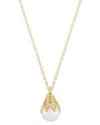 Bloomingdale's Cultured Freshwater Pearl Bell Cap Pendant Necklace In 14k Yellow Gold, 18 - Exclusive In White/gold