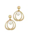 Bloomingdale's Cultured Freshwater Pearl Double Wire Drop Earrings In 14k Yellow Gold - Exclusive In White/gold
