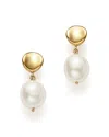 Bloomingdale's Cultured Freshwater Pearl Drop Earrings In 14k Yellow Gold, 8mm In White/gold