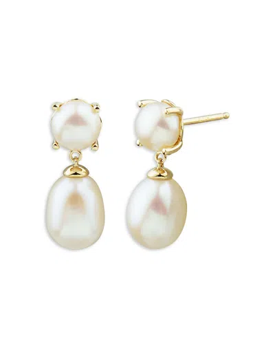 Bloomingdale's Cultured Freshwater Pearl Drop Earrings In 14k Yellow Gold - Exclusive In White/gold