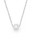 Bloomingdale's Cultured Freshwater Pearl Floating Pendant Necklace In 14k White Gold, 18 In White/white Gold