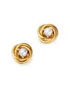 Bloomingdale's Cultured Freshwater Pearl Knot Earrings In 14k Yellow Gold, 3mm - Exclusive In White/gold