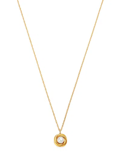 Bloomingdale's Cultured Freshwater Pearl Knot Pendant Necklace In 14k Yellow Gold, 18 - Exclusive In White/gold